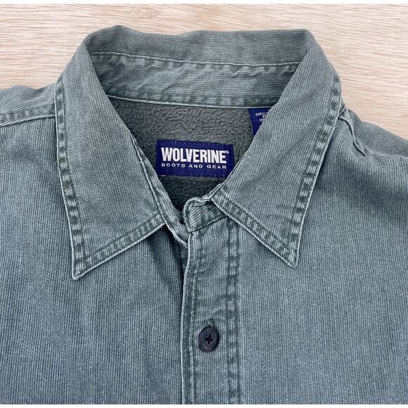 Wolverine Mens Green XL Button Down Lined Jacket Shirt Outdoors Warm Workwear - Picture 4 of 8